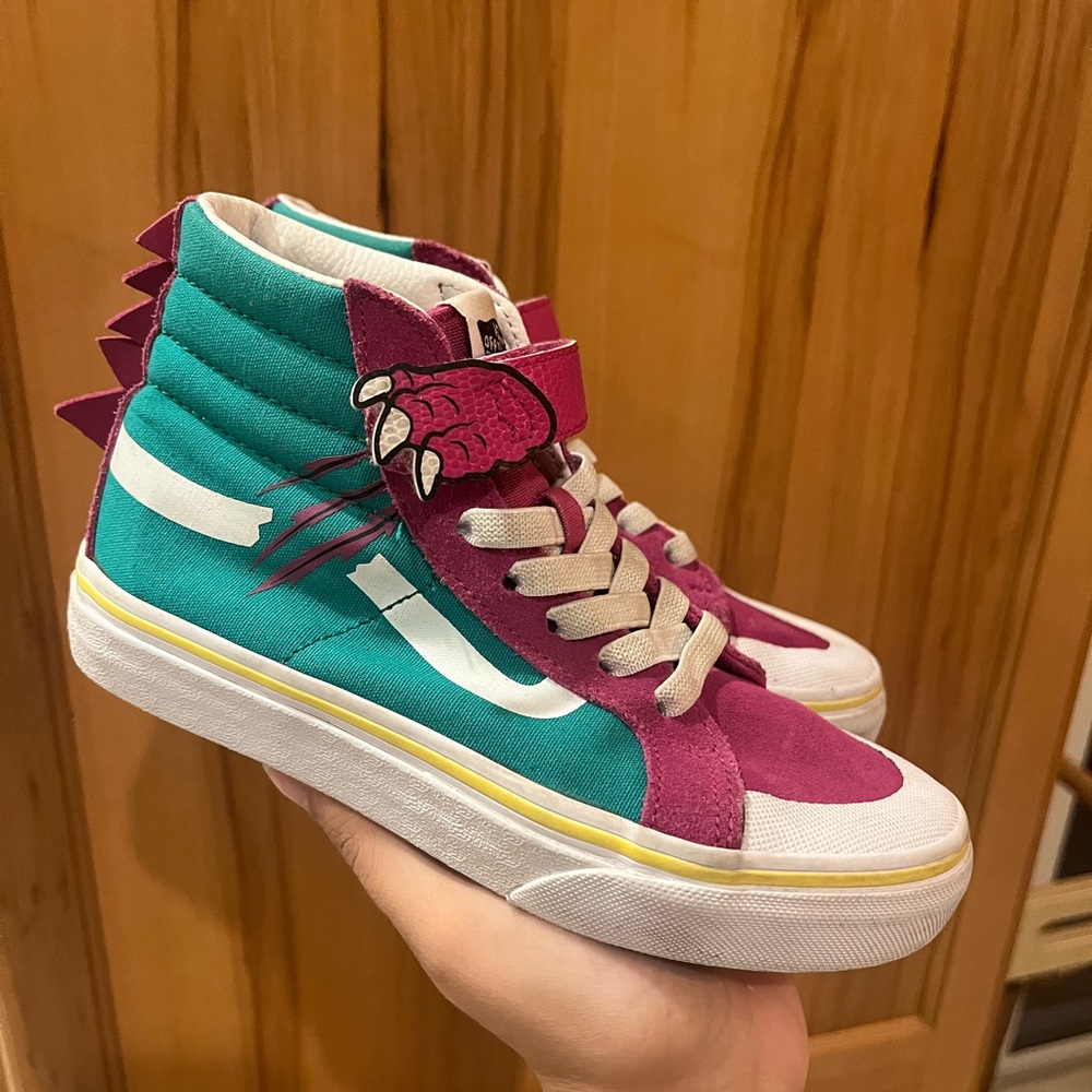 Vans Pink and Teal High-Top Sneakers
